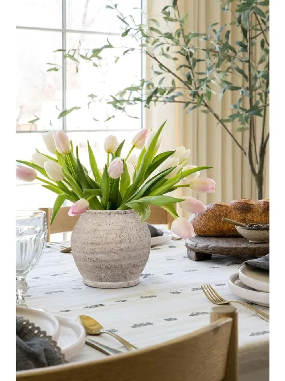Rustic Vintage Ceramic Pottery Vase - 6.1'' Farmhouse Decor, Distressed Texture